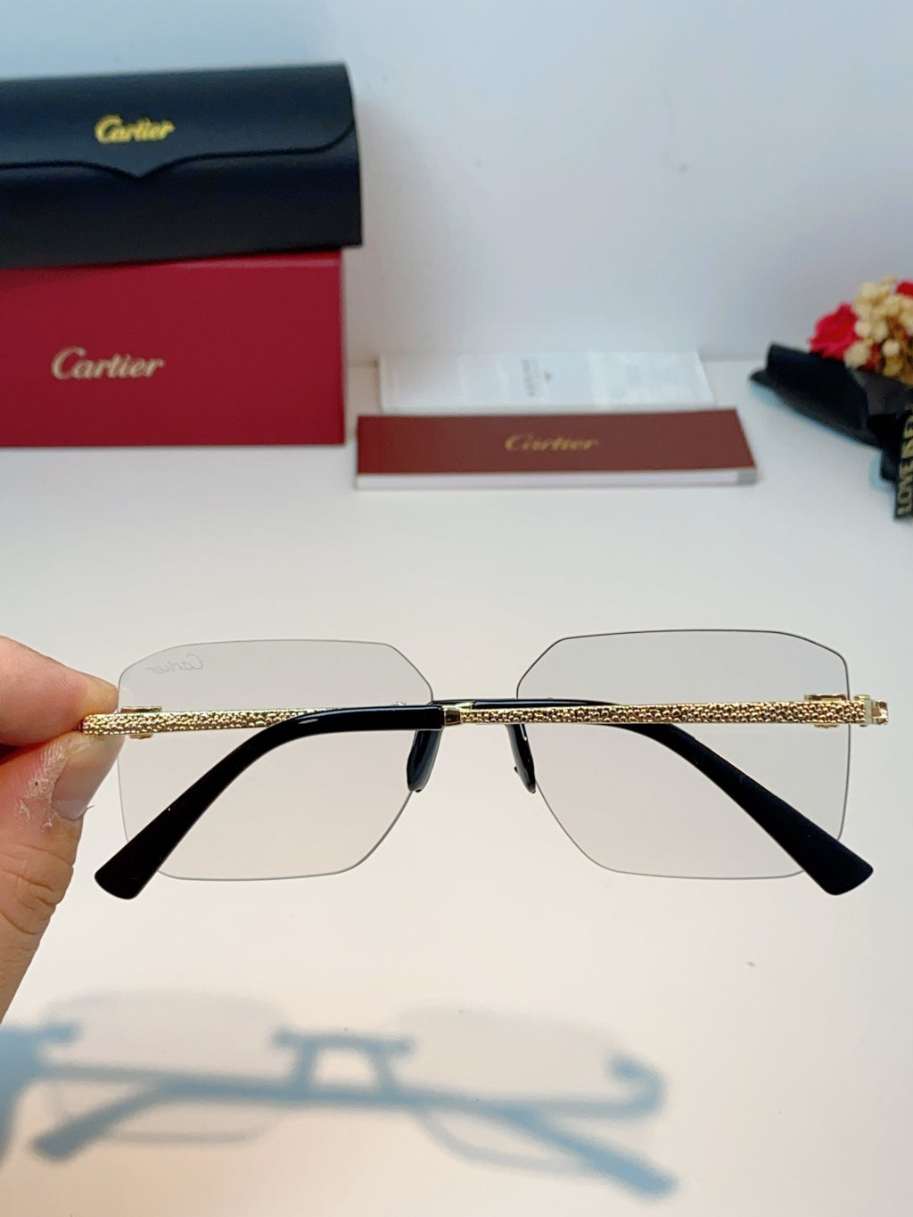 Cartier Lightweight Rimless Silver Lens Sunglasses for Men & Women - 158505 - detail image 5