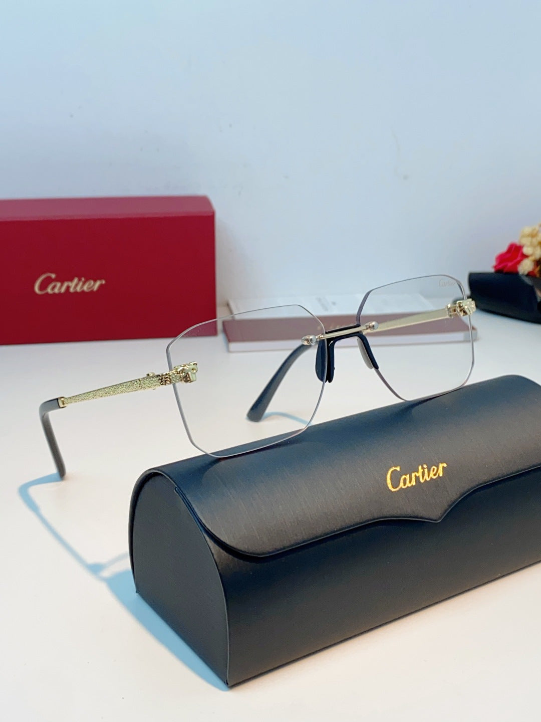 Cartier Lightweight Rimless Silver Lens Sunglasses for Men & Women - 158505 - detail image 10