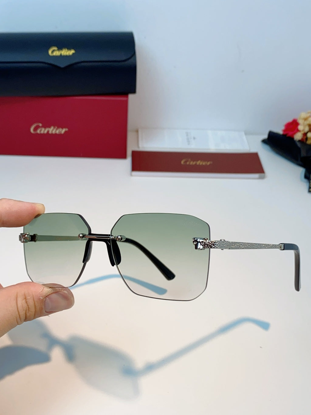Cartier Lightweight Rimless Silver Lens Sunglasses for Men & Women - 158506 - detail image 6