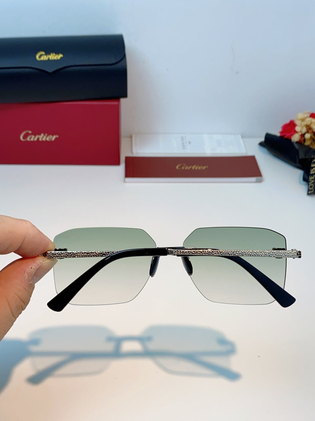 Cartier Lightweight Rimless Silver Lens Sunglasses for Men & Women - 158506 - detail image 5