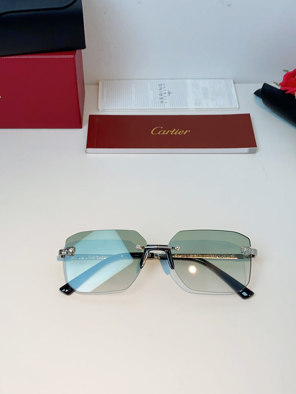 Cartier Lightweight Rimless Silver Lens Sunglasses for Men & Women - 158506 - detail image 9
