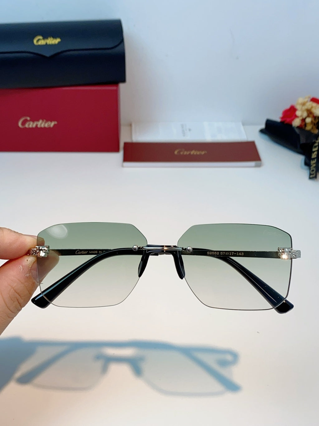 Cartier Lightweight Rimless Silver Lens Sunglasses for Men & Women - 158506 - detail image 4