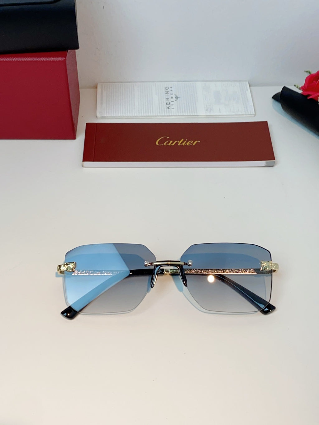 Cartier Lightweight Rimless Silver Lens Sunglasses for Men & Women - 158507 - detail image 9