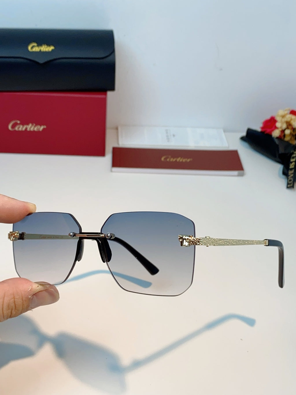 Cartier Lightweight Rimless Silver Lens Sunglasses for Men & Women - 158507 - detail image 6