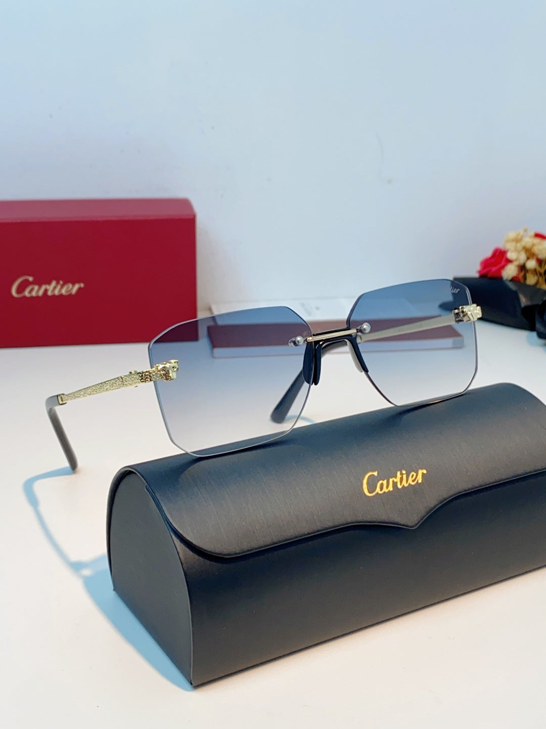 Cartier Lightweight Rimless Silver Lens Sunglasses for Men & Women - 158507 - detail image 10