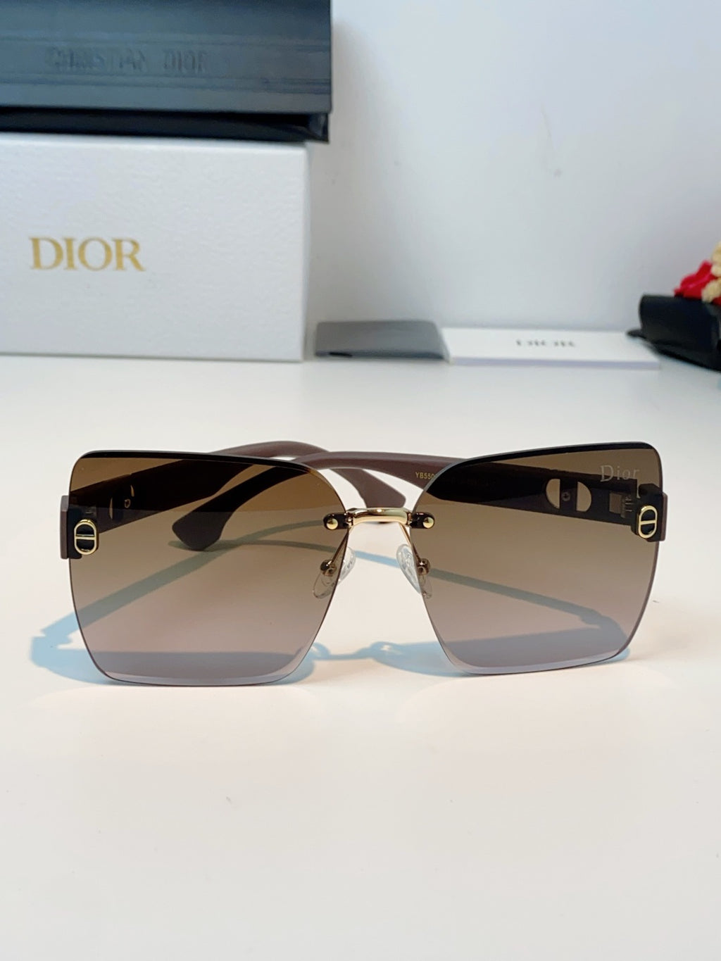 Dior Lightweight Rimless Brown Lens Sunglasses for Men & Women - detail image 2
