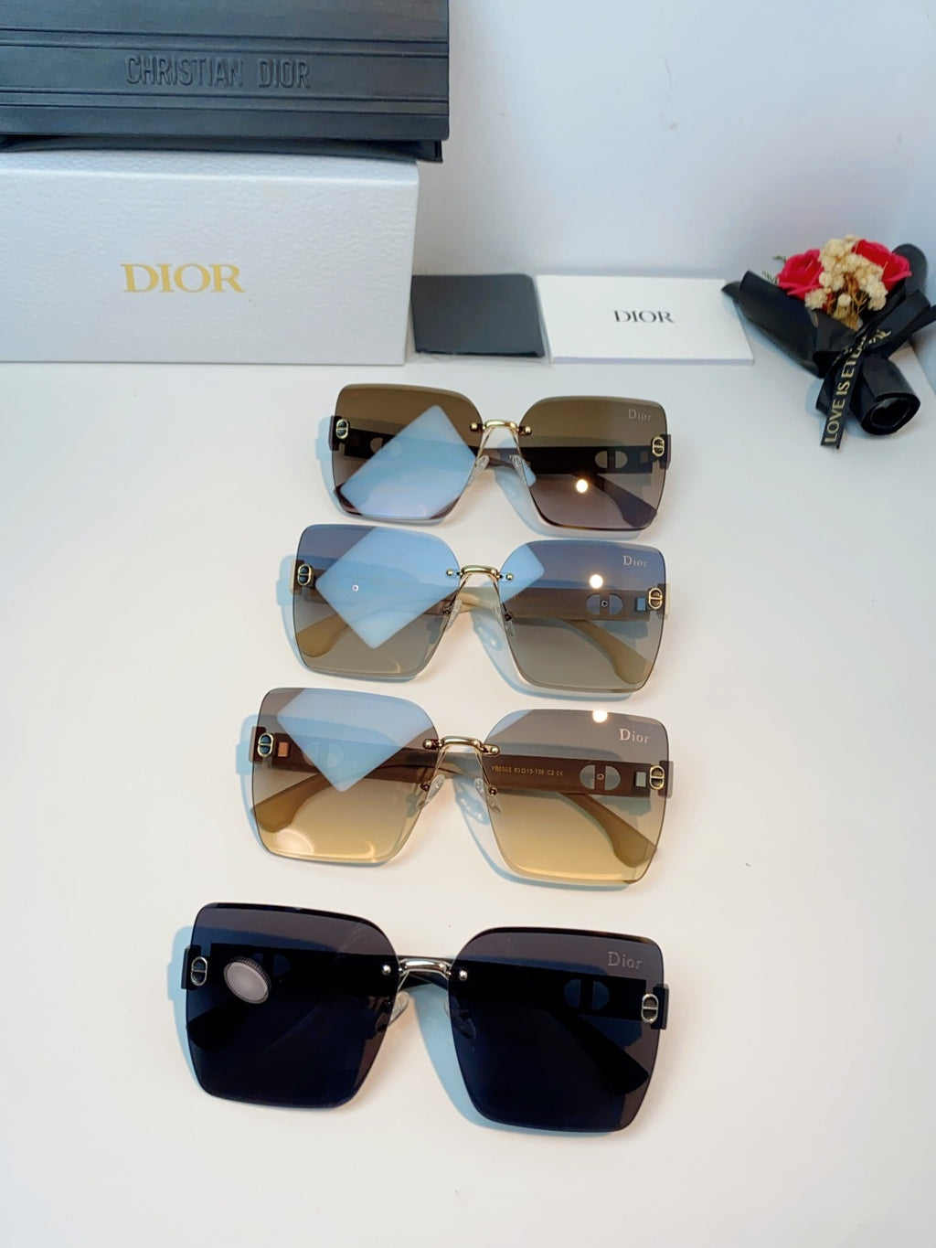 Dior Lightweight Rimless Brown Lens Sunglasses for Men & Women - detail image 12