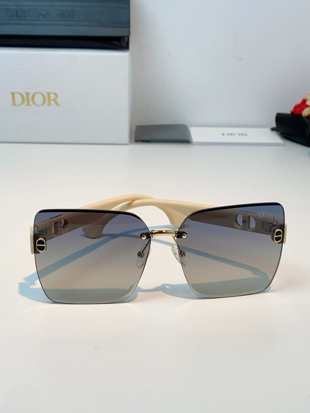 Dior Lightweight Rimless Gray Lens Sunglasses for Men & Women - detail image 2