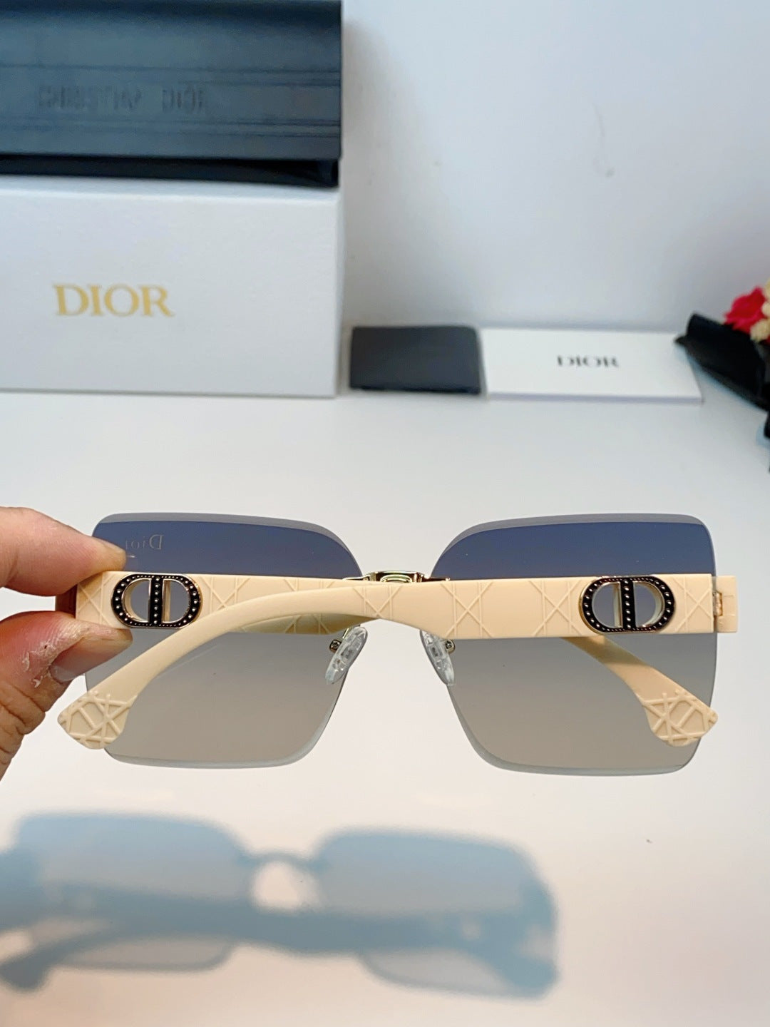 Dior Lightweight Rimless Gray Lens Sunglasses for Men & Women - detail image 5