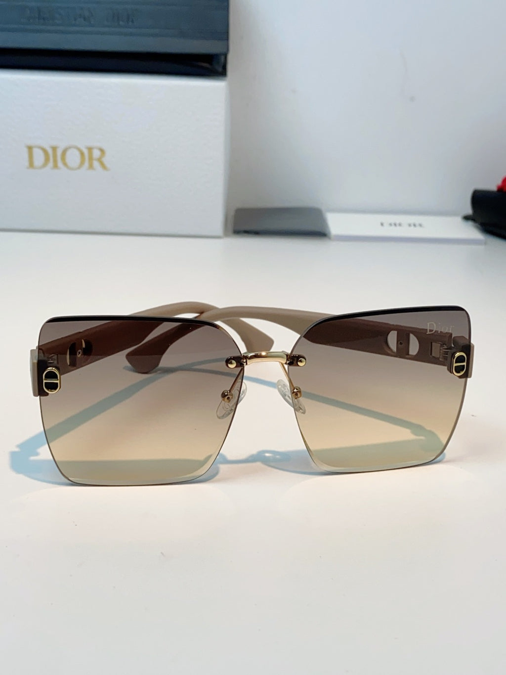 Dior Lightweight Rimless Gold Lens Sunglasses for Men & Women - detail image 2