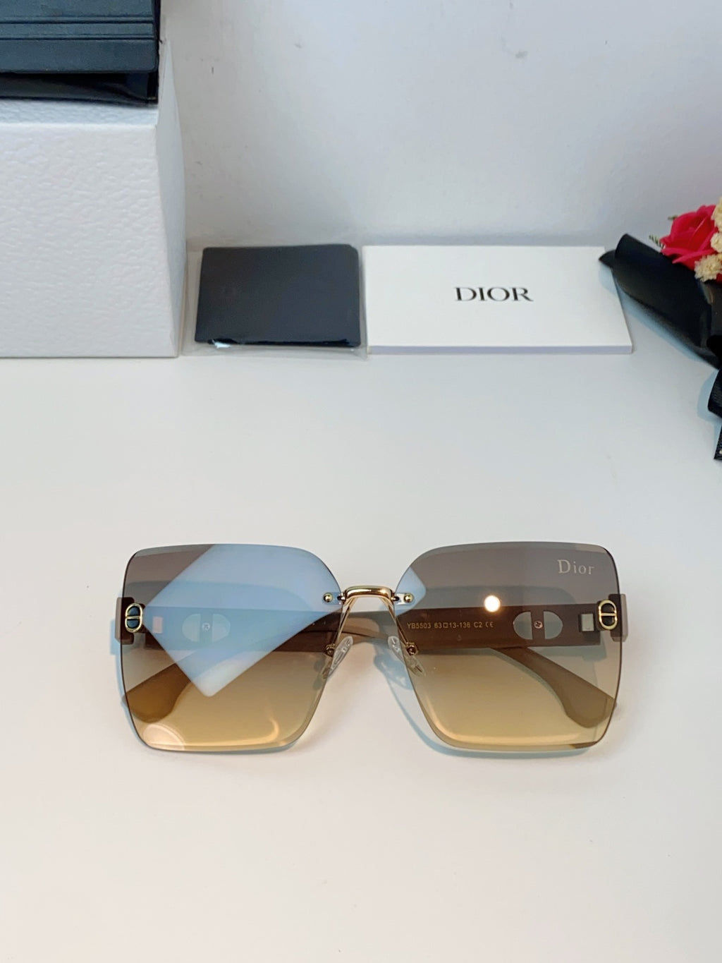 Dior Lightweight Rimless Gold Lens Sunglasses for Men & Women - detail image 9