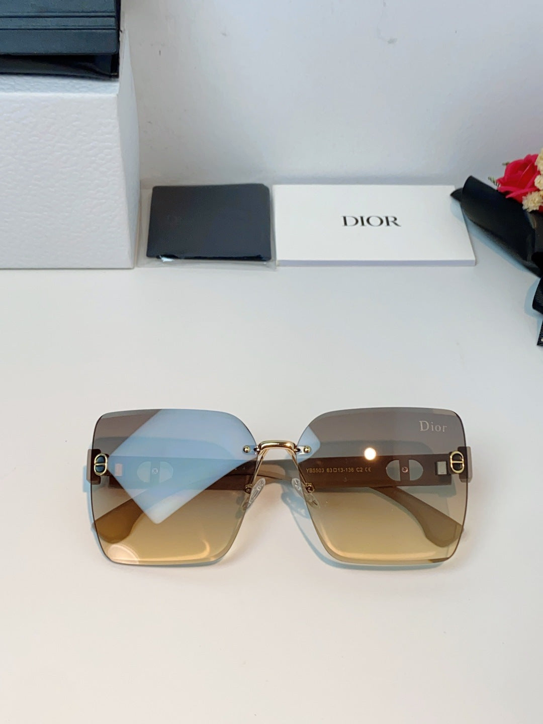Dior Lightweight Rimless Gold Lens Sunglasses for Men & Women - detail image 9