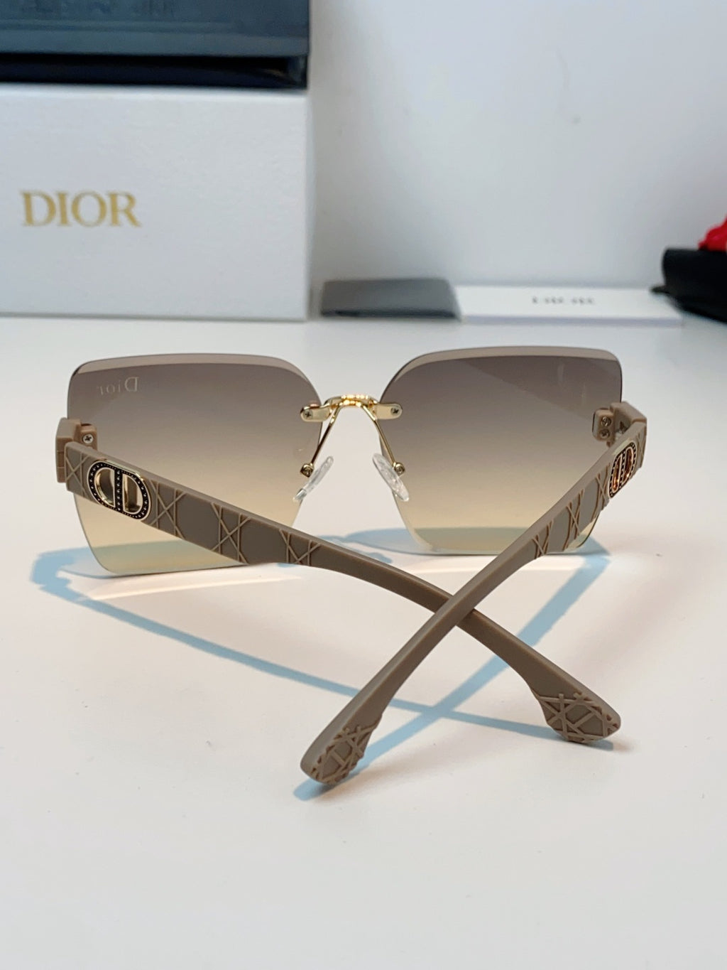 Dior Lightweight Rimless Gold Lens Sunglasses for Men & Women - detail image 3