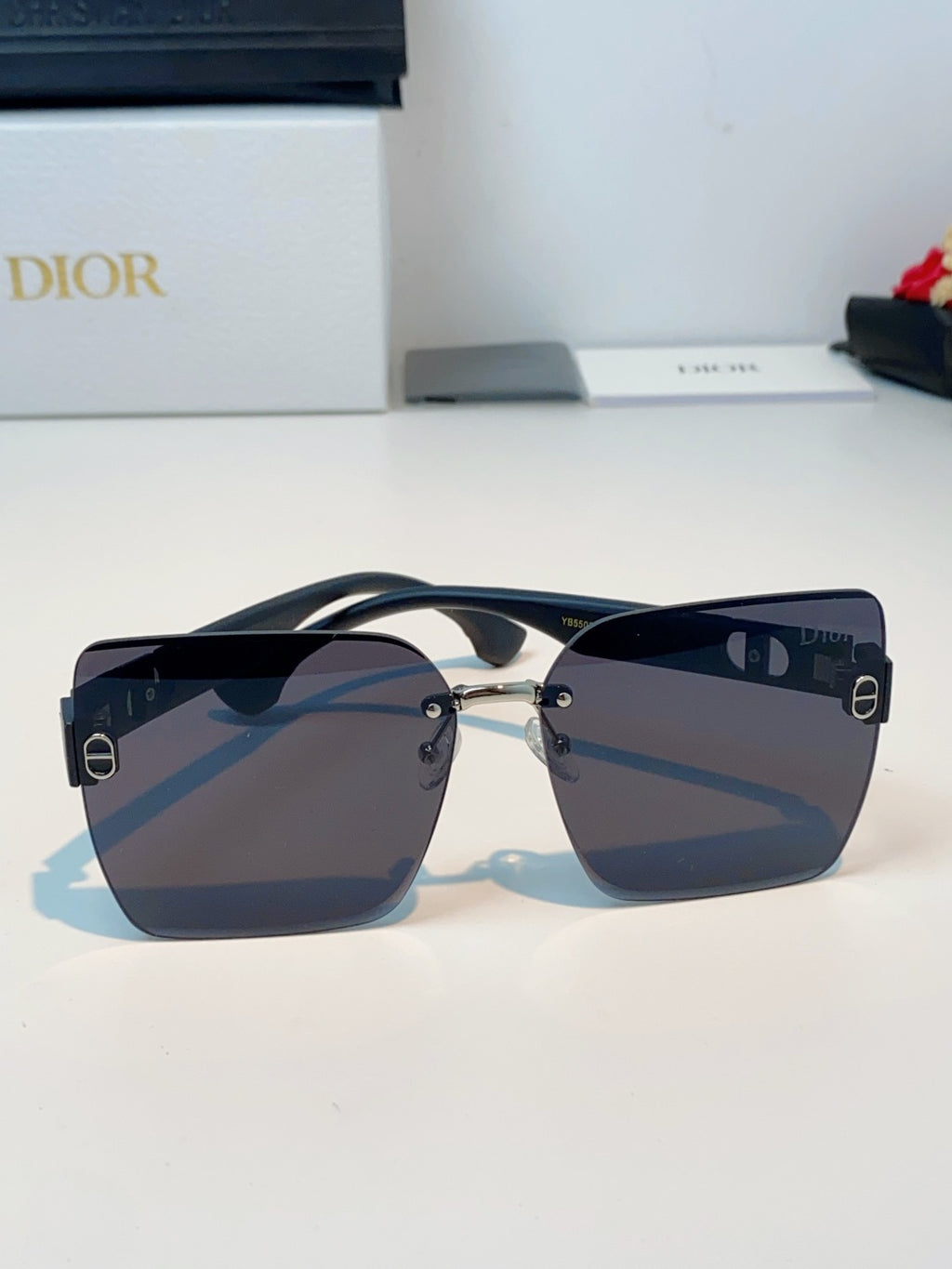 Dior Lightweight Rimless Black Lens Sunglasses for Men & Women - detail image 2