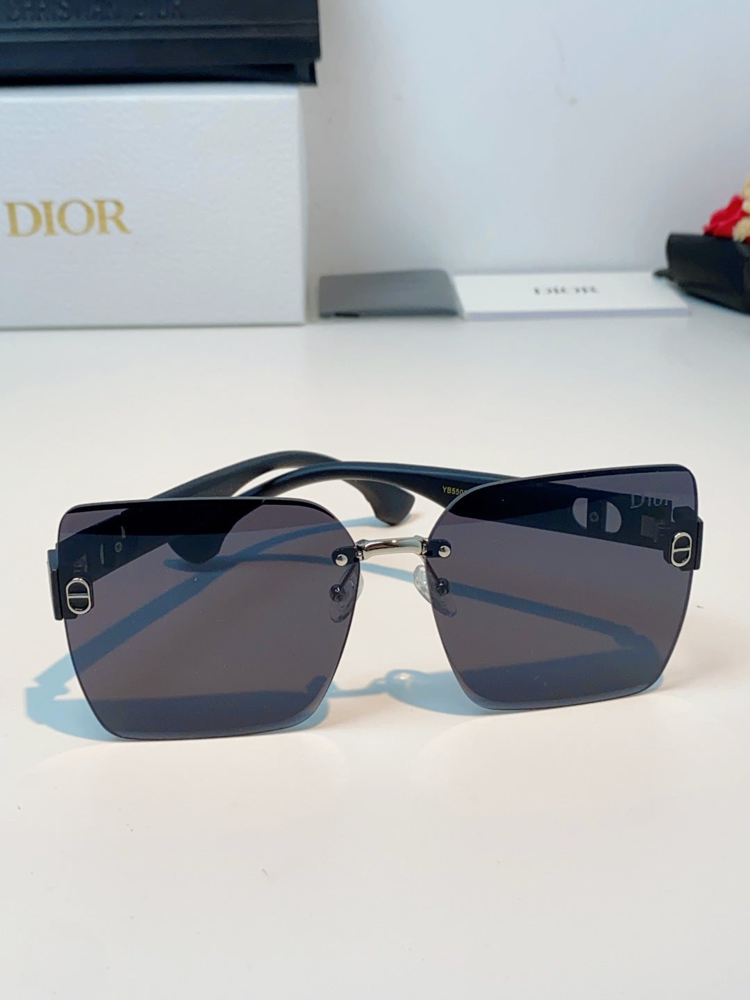 Dior Lightweight Rimless Black Lens Sunglasses for Men & Women - detail image 2