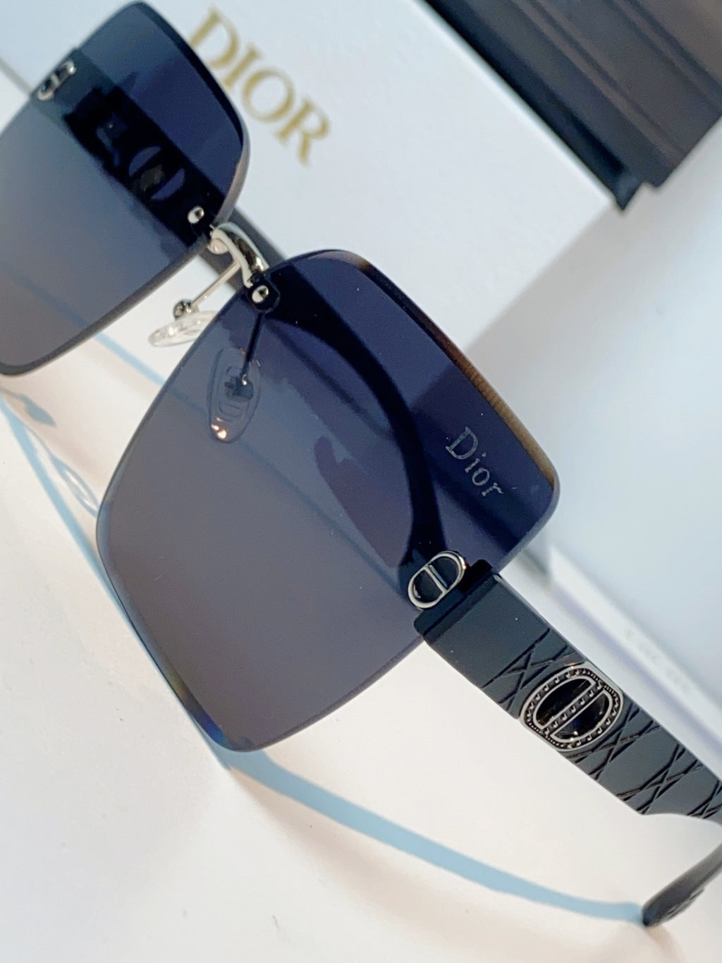 Dior Lightweight Rimless Black Lens Sunglasses for Men & Women - detail image 7