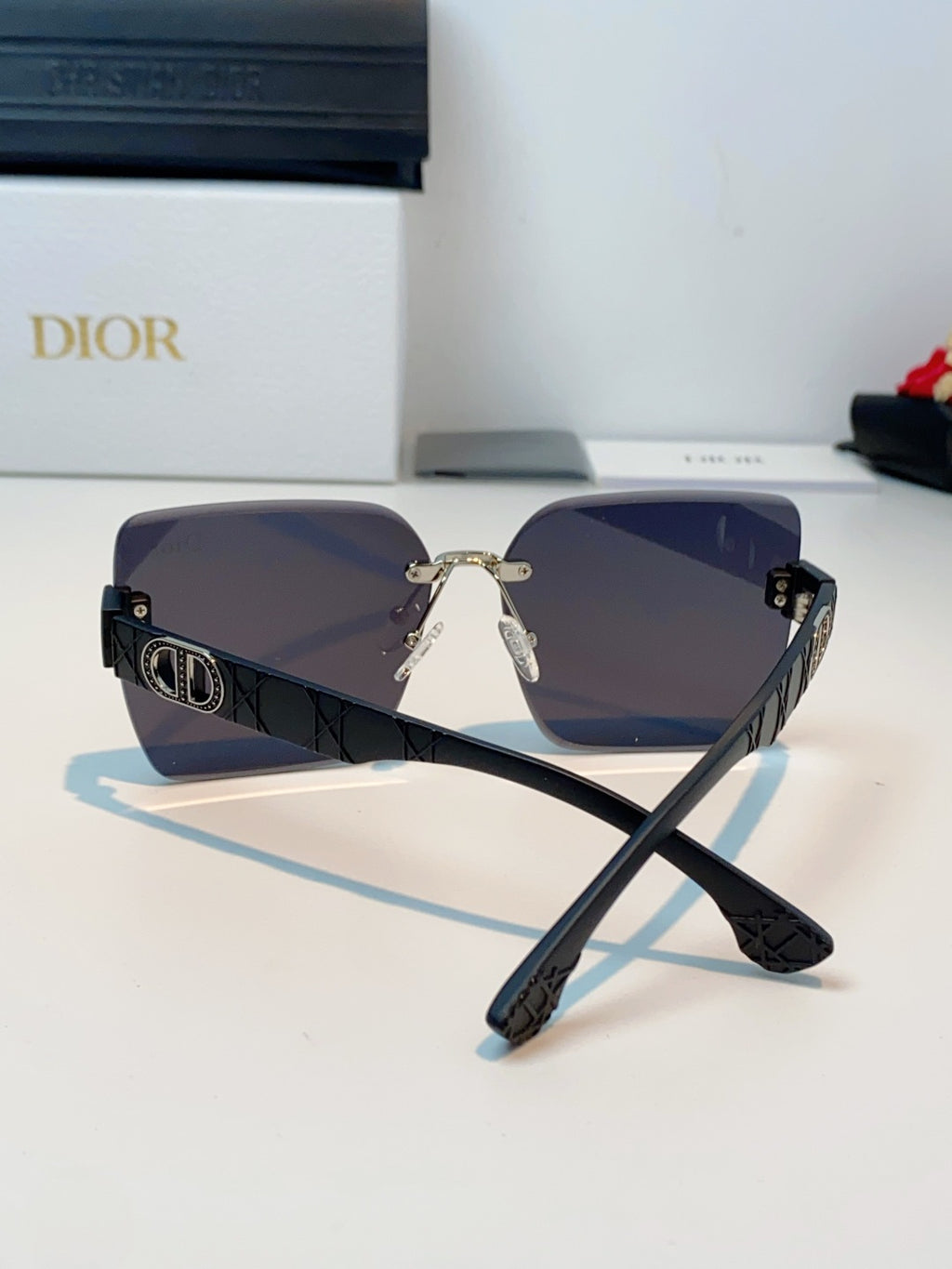 Dior Lightweight Rimless Black Lens Sunglasses for Men & Women - detail image 3