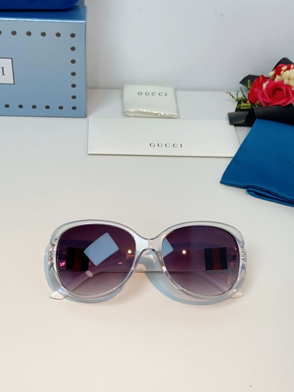 Gucci Oval Purple Lens Sunglasses for Men & Women - detail image 9