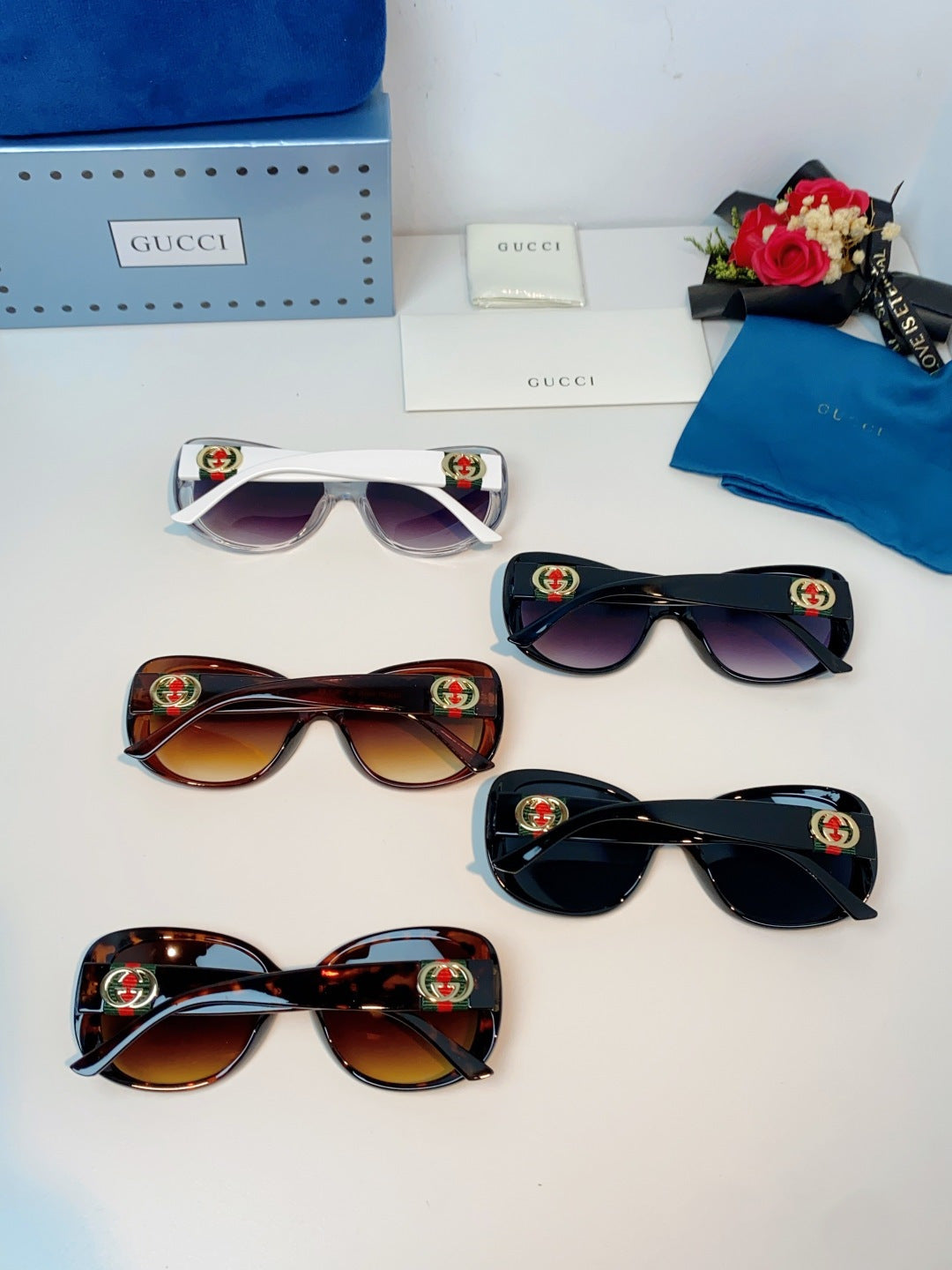 Gucci Oval Black Lens Sunglasses for Men & Women - 158200 - detail image 11