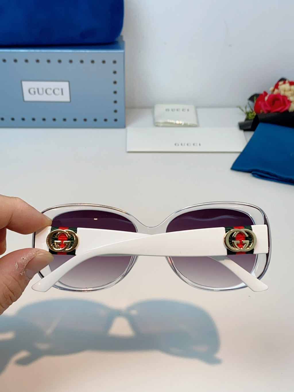Gucci Oval Purple Lens Sunglasses for Men & Women - detail image 5