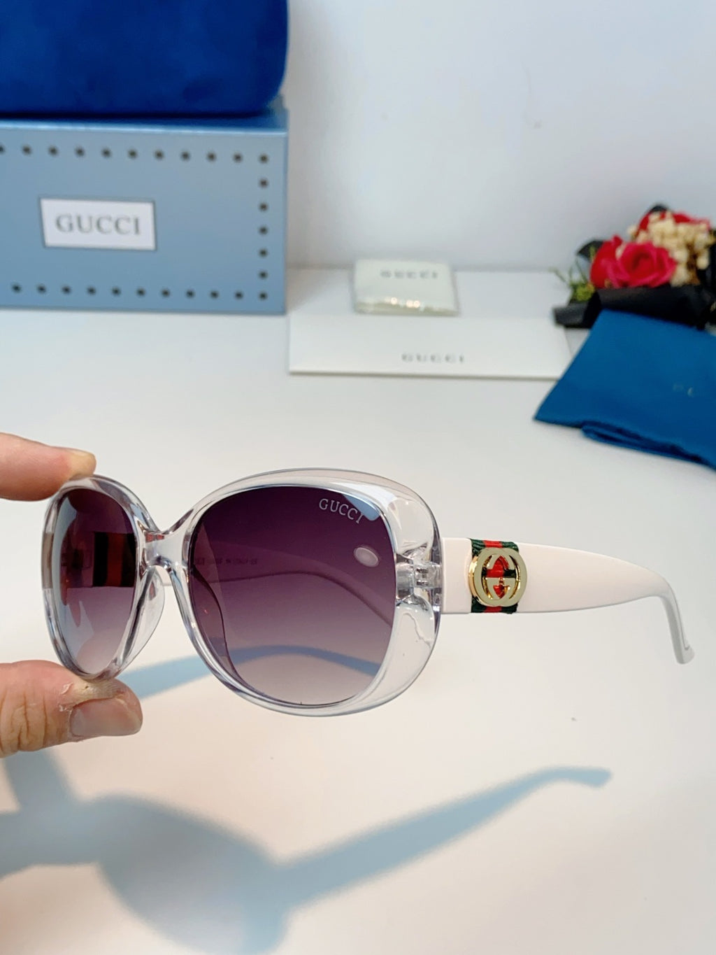 Gucci Oval Purple Lens Sunglasses for Men & Women - detail image 6