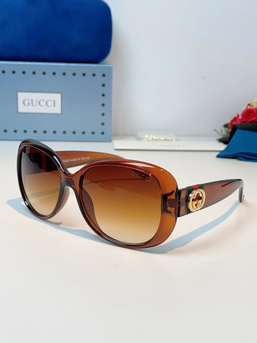 Gucci Oval Brown Lens Sunglasses for Men & Women - 158198