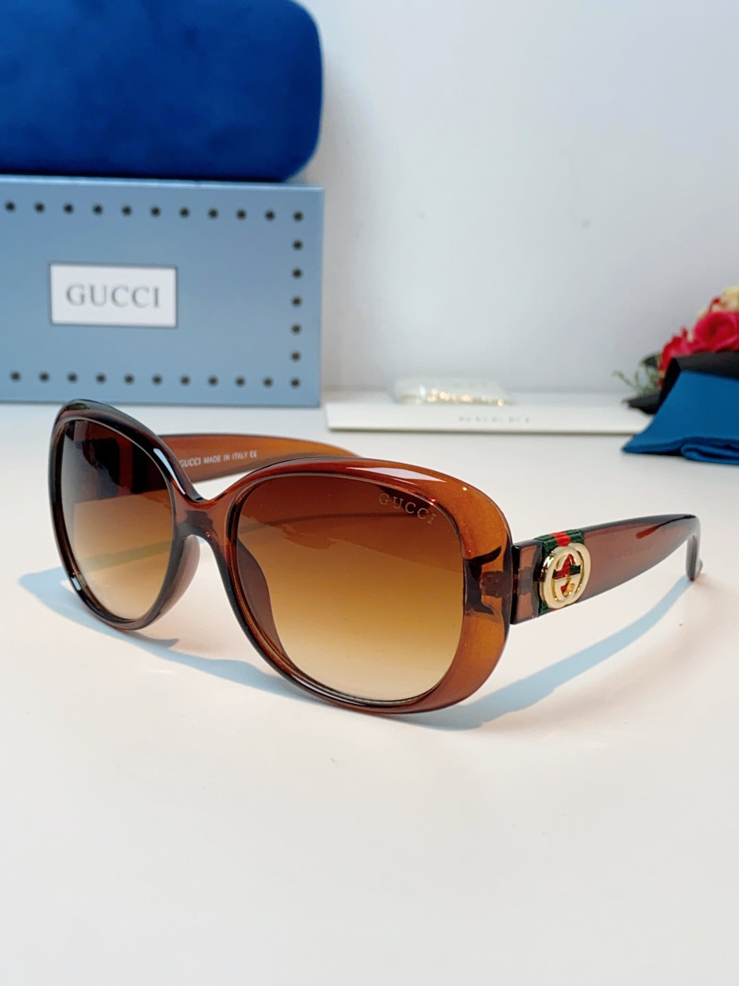 Gucci Oval Brown Lens Sunglasses for Men & Women - 158198
