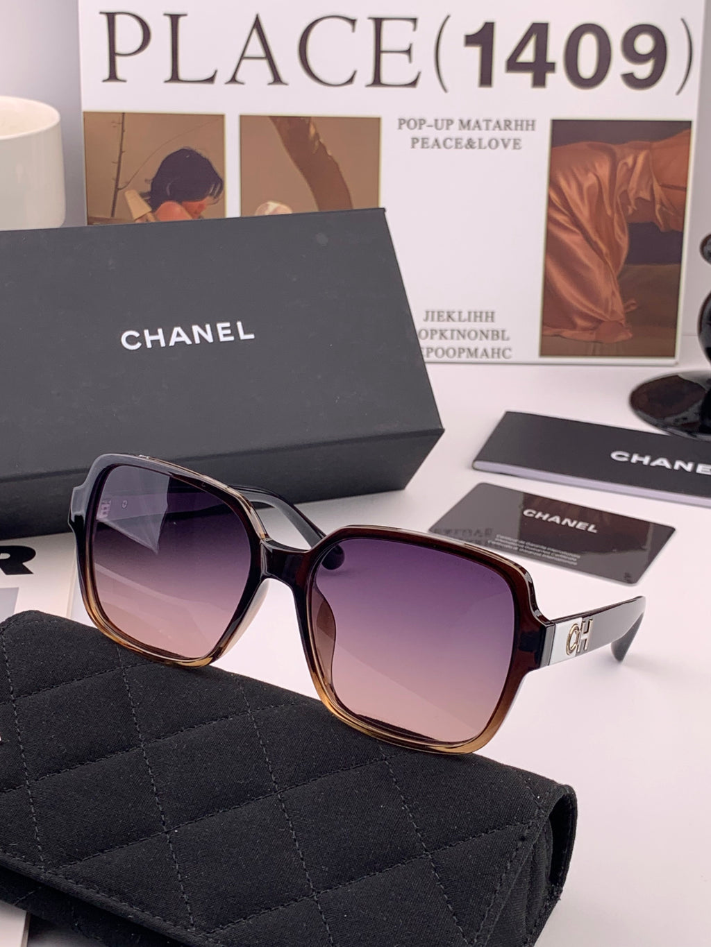 Chanel CH2787 Polarized Square Gold Lens Sunglasses for Women - 158315 - detail image 3