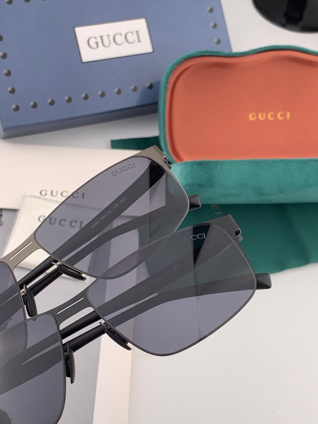 Gucci G2228 Polarized Aviator Gold Lens Sunglasses for Men - detail image 3