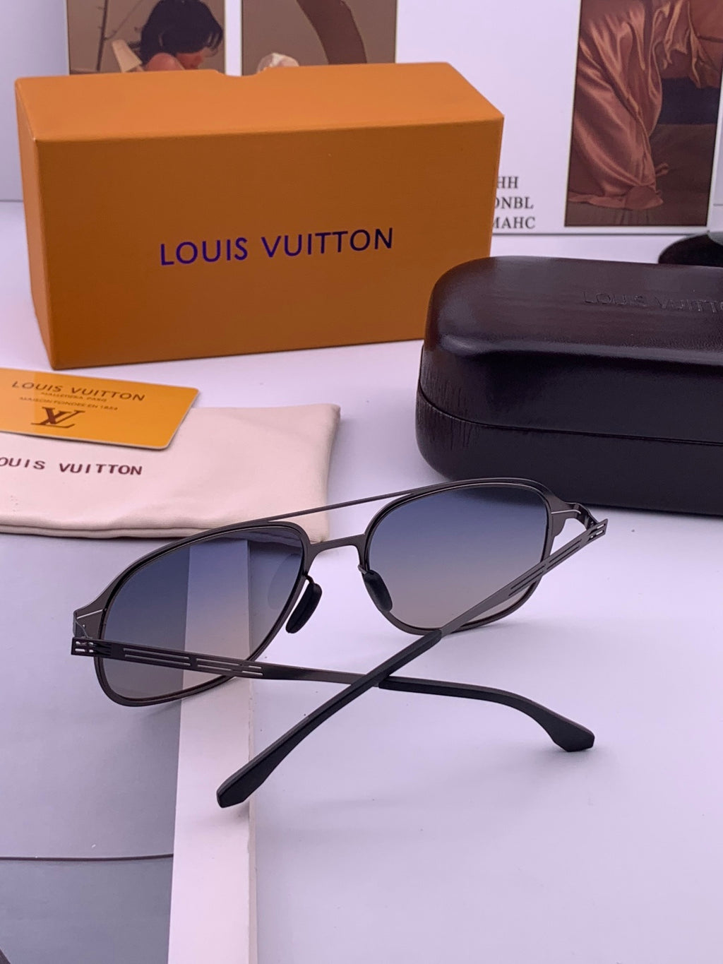 Louis Vuitton L2980 Fashion Blue Lens Sunglasses for Men & Women - detail image 7