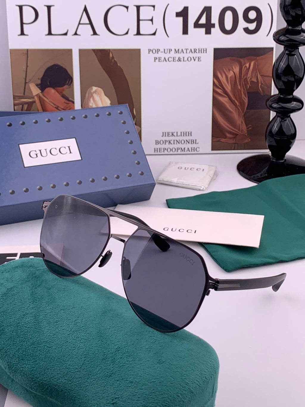 Gucci G7253 Polarized Aviator Gold Lens Sunglasses for Men - detail image 4