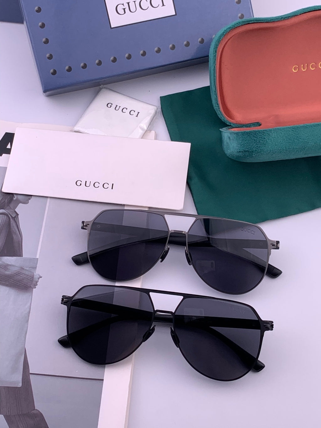 Gucci G7253 Polarized Aviator Gold Lens Sunglasses for Men - detail image 7