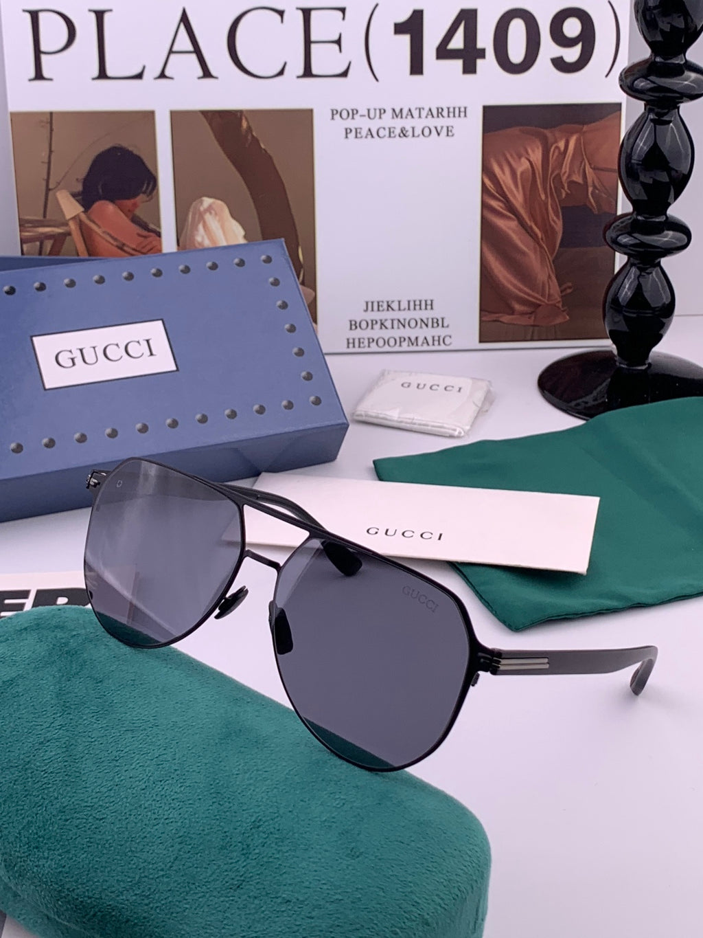 Gucci G7253 Polarized Aviator Gold Lens Sunglasses for Men - detail image 3