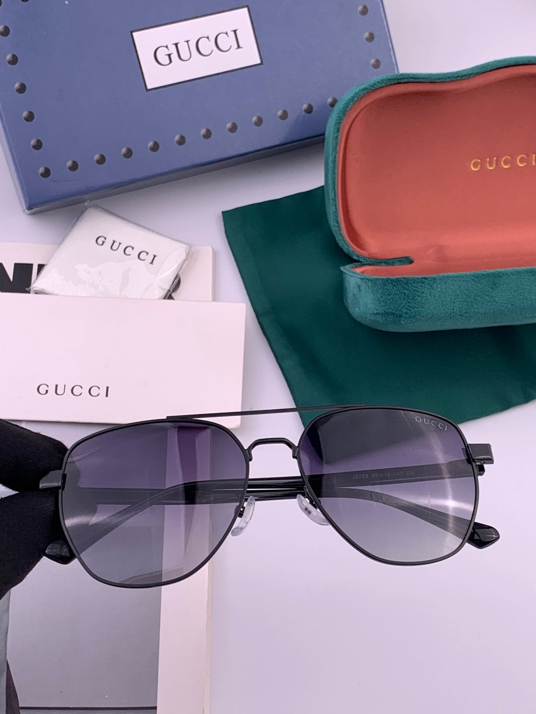 Gucci G9325 Polarized Aviator Black Lens Sunglasses for Men & Women - 158211