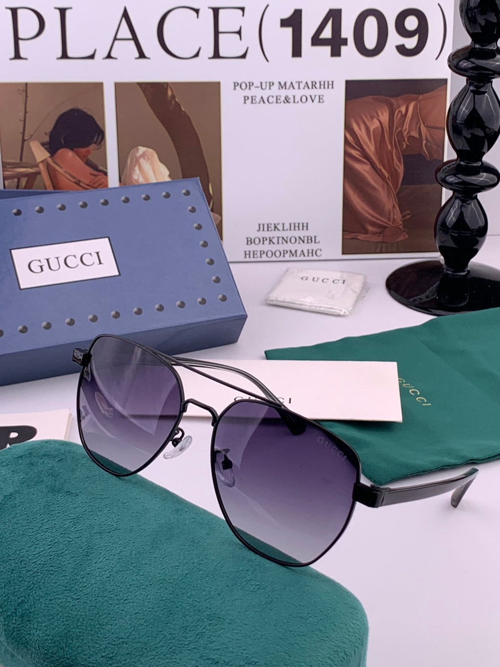 Gucci G9325 Polarized Aviator Black Lens Sunglasses for Men & Women - 158211 - detail image 4