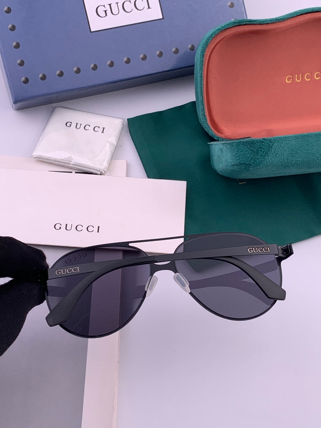 Gucci G8810 Metal Square Orange Lens Sunglasses for Men & Women - detail image 4