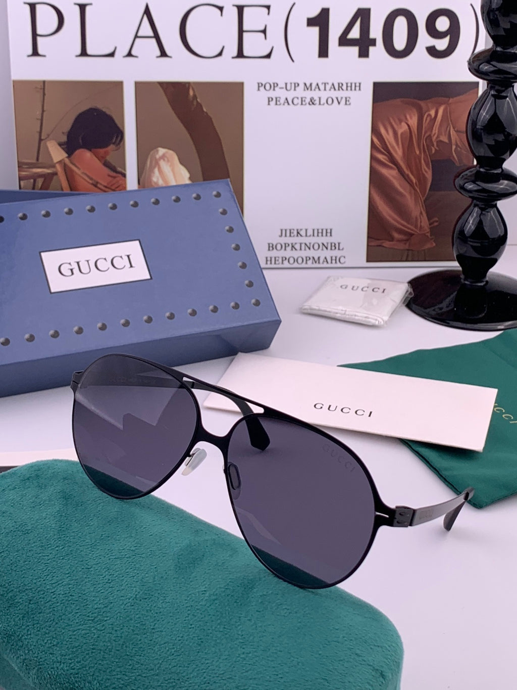 Gucci G8810 Metal Square Orange Lens Sunglasses for Men & Women - detail image 2
