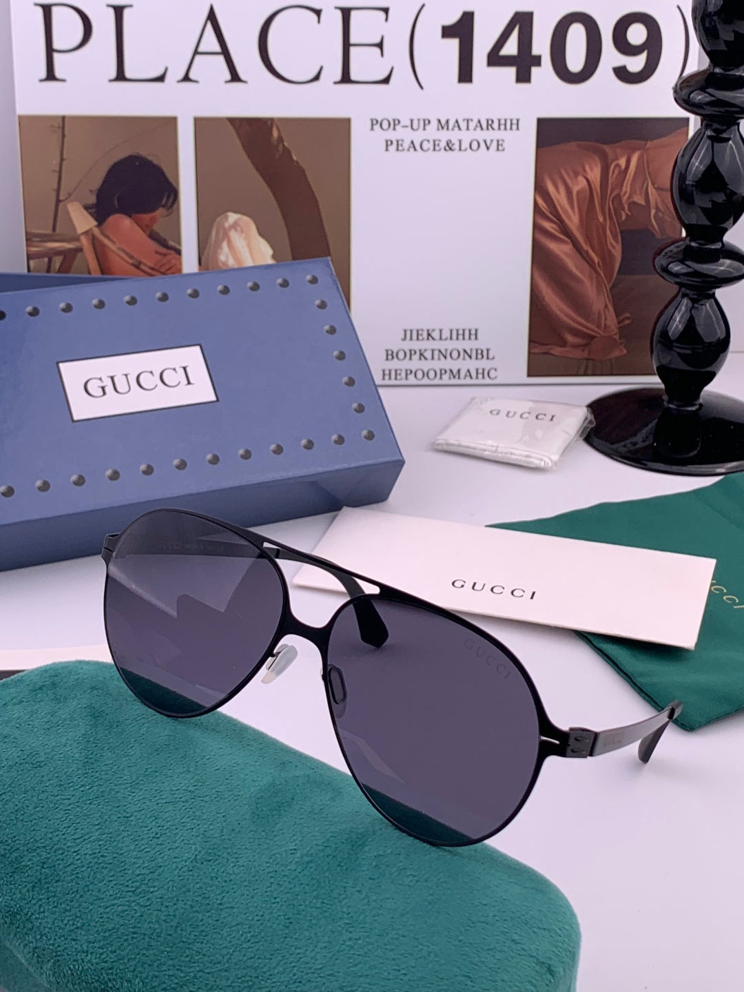 Gucci G8810 Metal Square Orange Lens Sunglasses for Men & Women - detail image 2