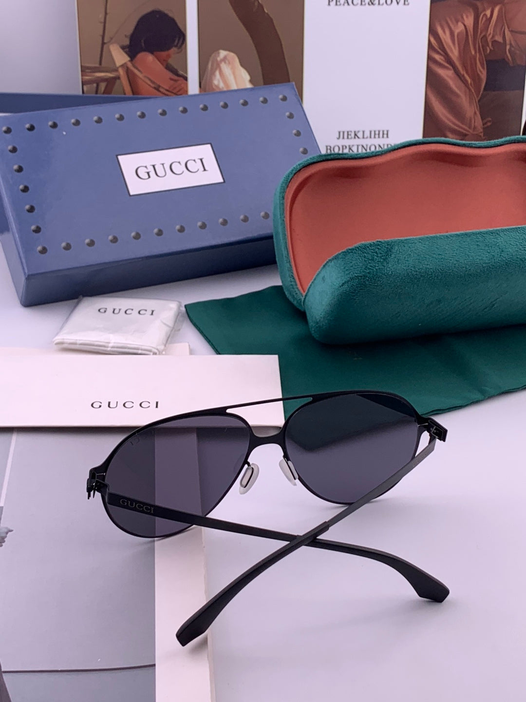 Gucci G8810 Metal Square Orange Lens Sunglasses for Men & Women - detail image 5