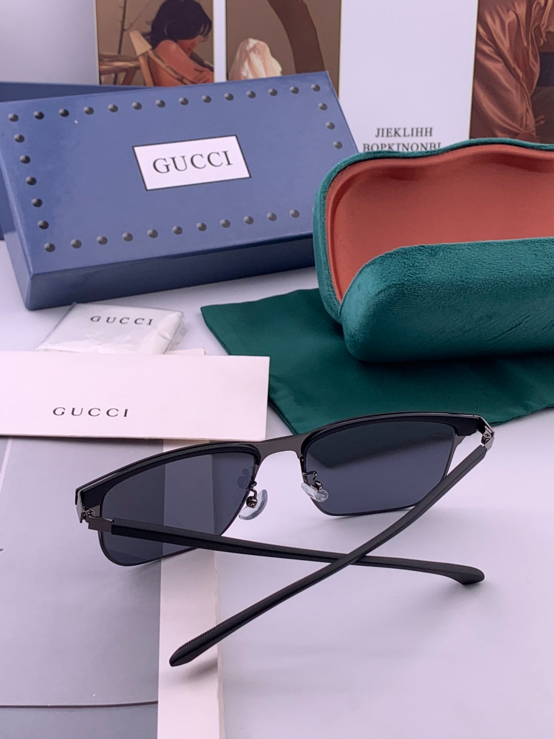 Gucci G0804 Polarized Aviator Black Lens Sunglasses for Men & Women - detail image 5