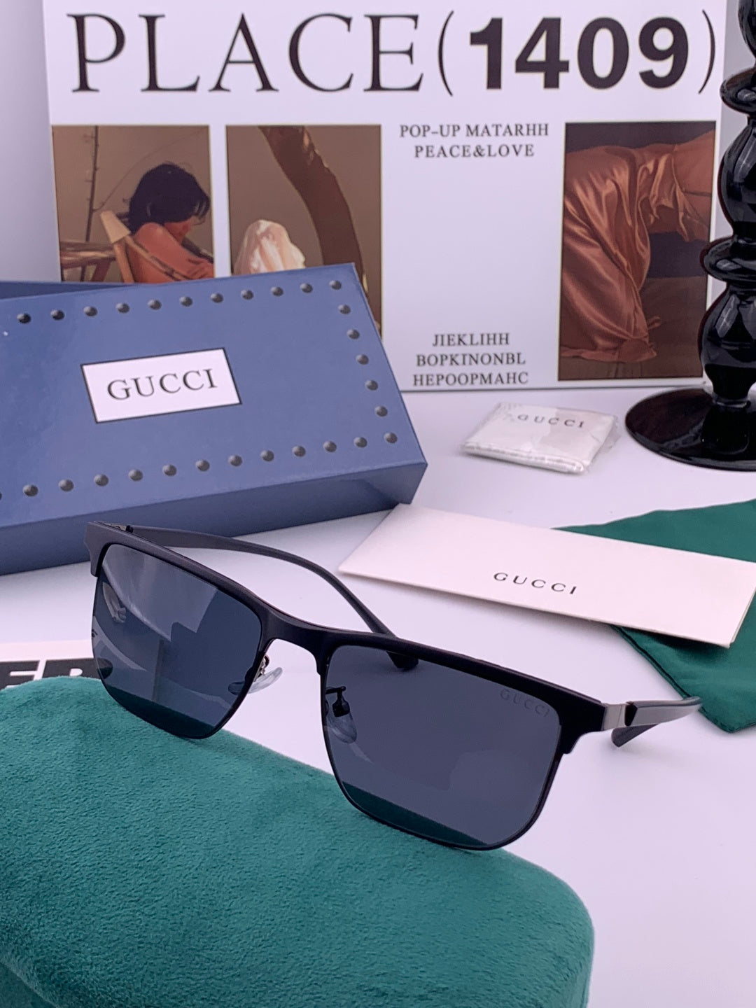 Gucci G0804 Polarized Aviator Black Lens Sunglasses for Men & Women - detail image 4