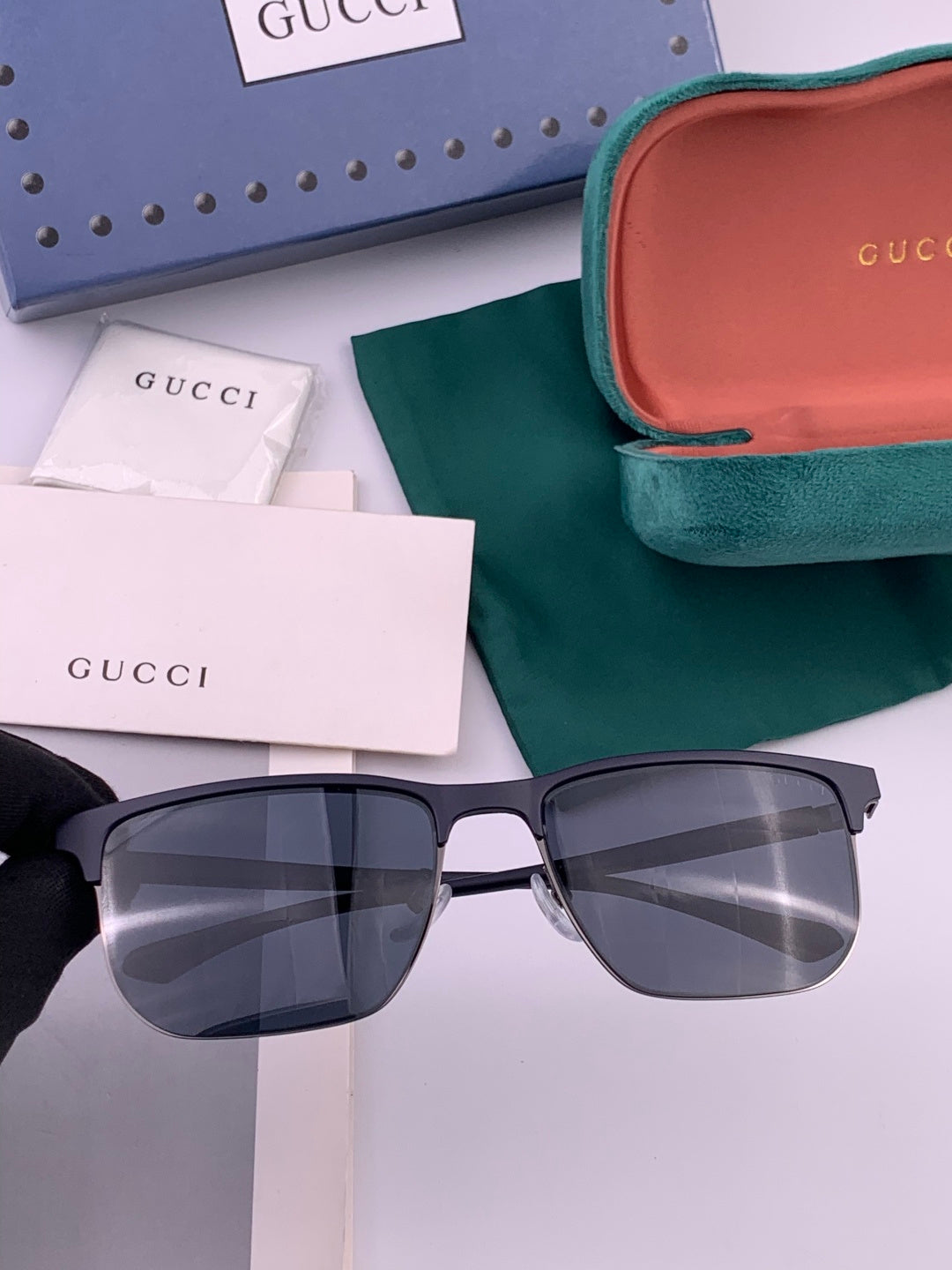 Gucci G0804 Polarized Aviator Black Lens Sunglasses for Men & Women