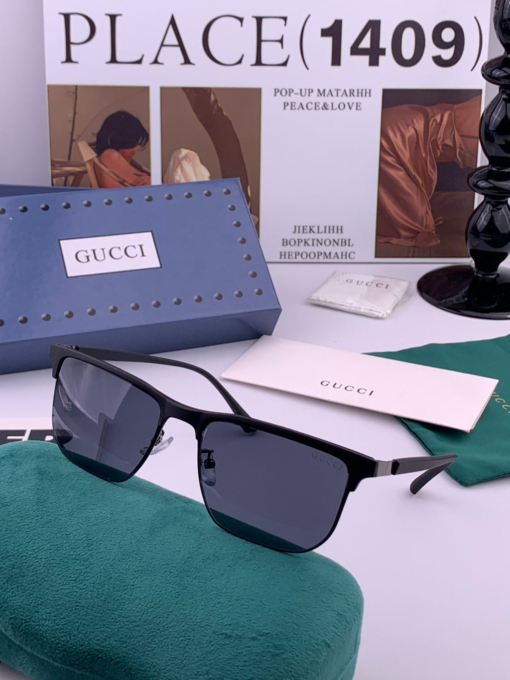 Gucci G0804 Polarized Aviator Black Lens Sunglasses for Men & Women - detail image 3