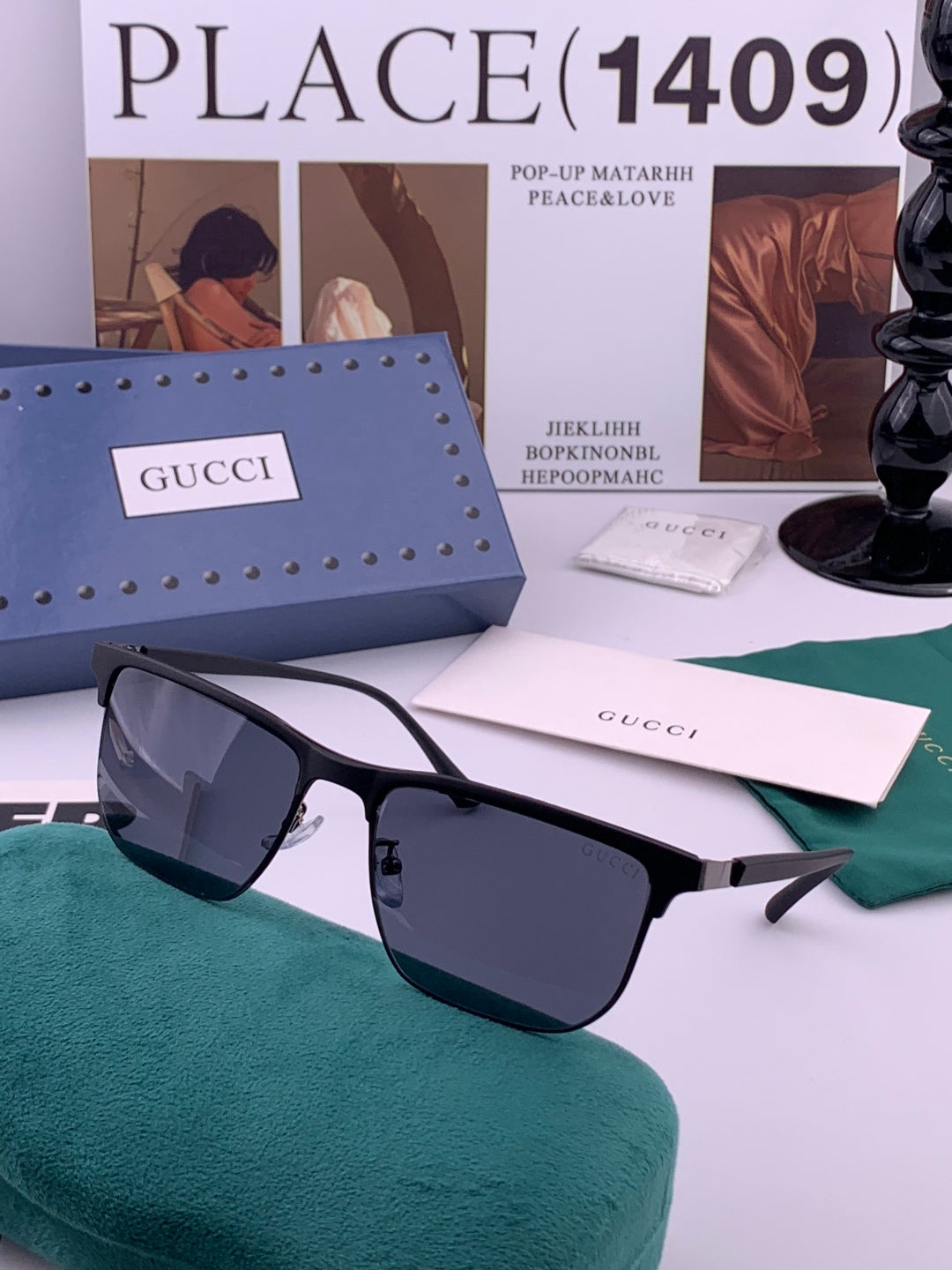 Gucci G0804 Polarized Aviator Black Lens Sunglasses for Men & Women - detail image 3