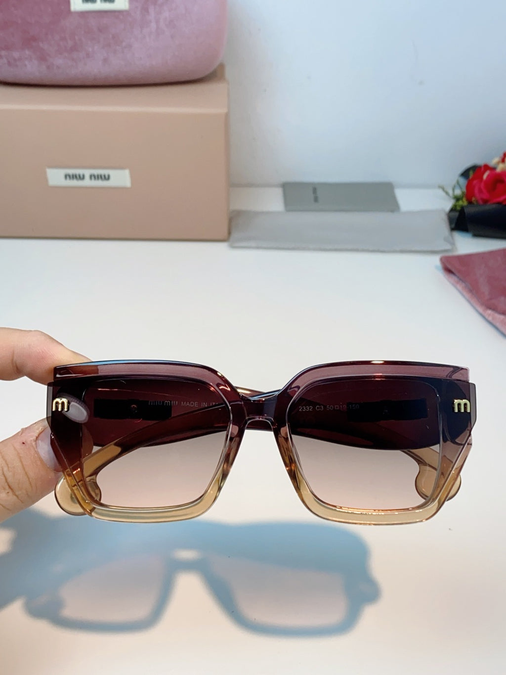 Miu Miu Oversized Red Lens Sunglasses for Women - detail image 4