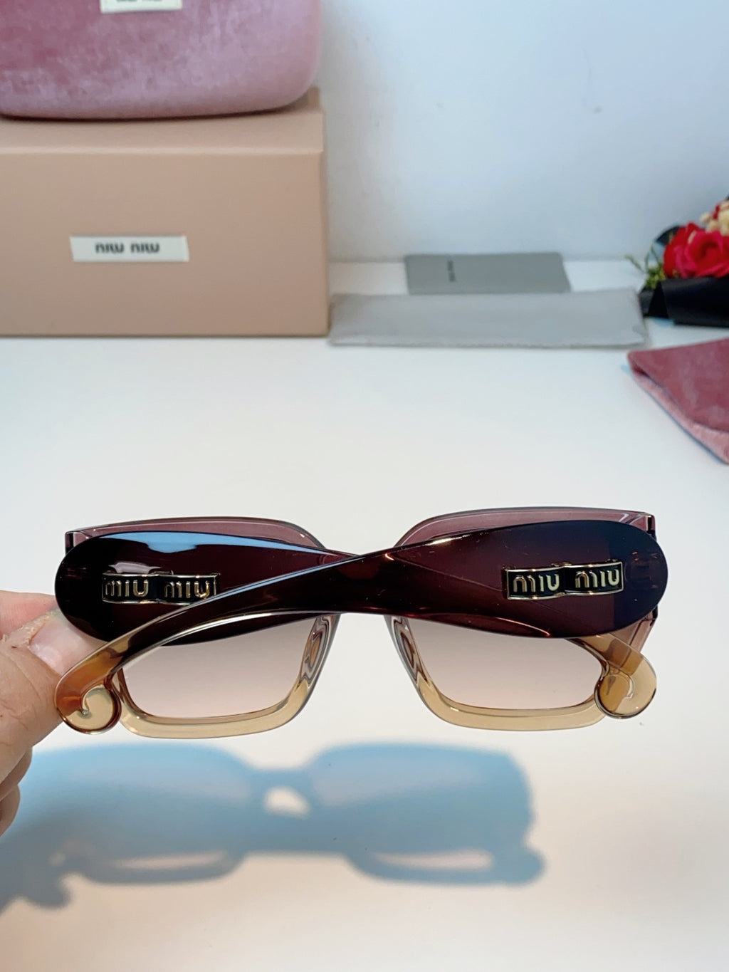 Miu Miu Oversized Red Lens Sunglasses for Women - detail image 5