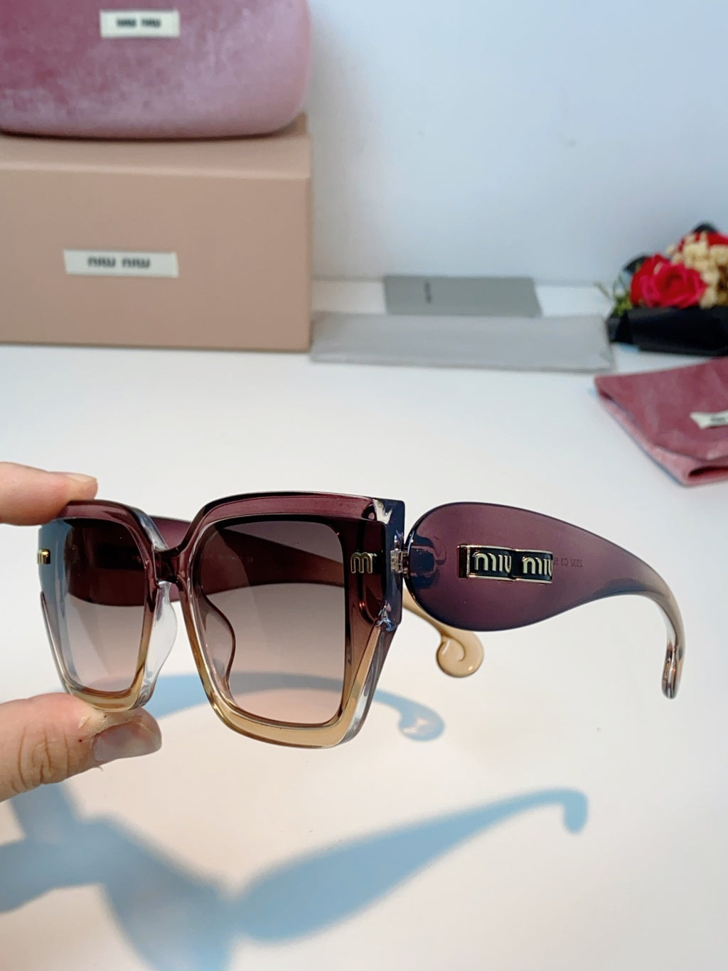 Miu Miu Oversized Red Lens Sunglasses for Women - detail image 6
