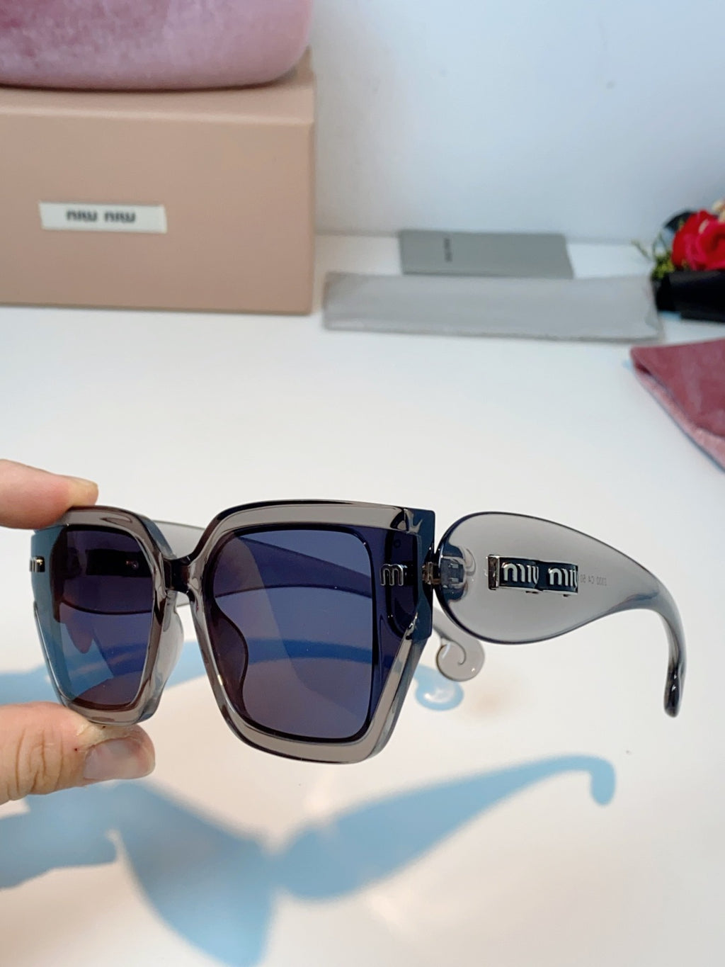 Miu Miu Oversized Gray Lens Sunglasses for Women - detail image 6