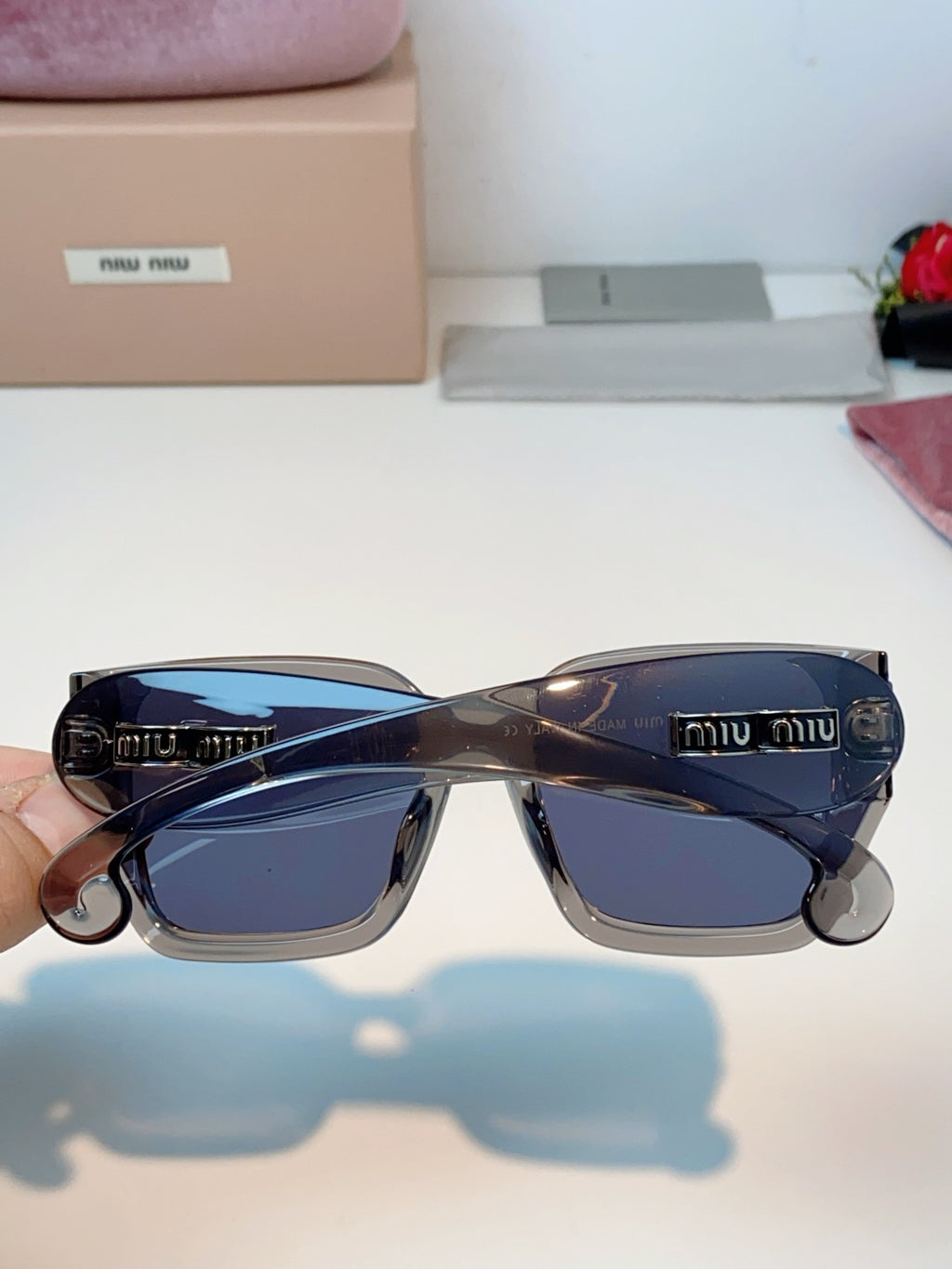 Miu Miu Oversized Gray Lens Sunglasses for Women - detail image 5