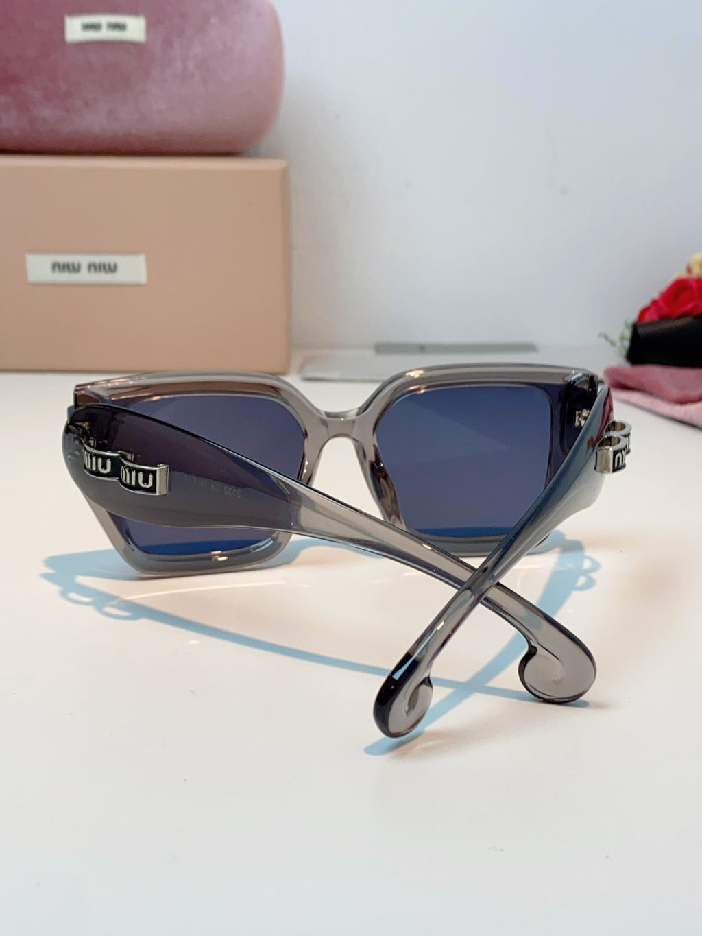 Miu Miu Oversized Gray Lens Sunglasses for Women - detail image 3